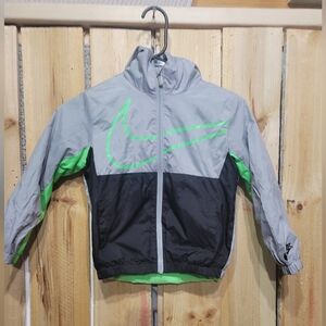 Nike Windbreaker W/hood Full Zip Fleece Lined Boys 4-5yrs Gray Green